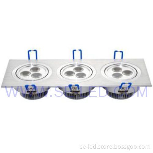 Aluminium high power led recessed ceiling light 9W
